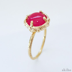 ビビッドカラーのリング【Melty ring＜Fuchsia pink Chalcedony＞】 8枚目の画像