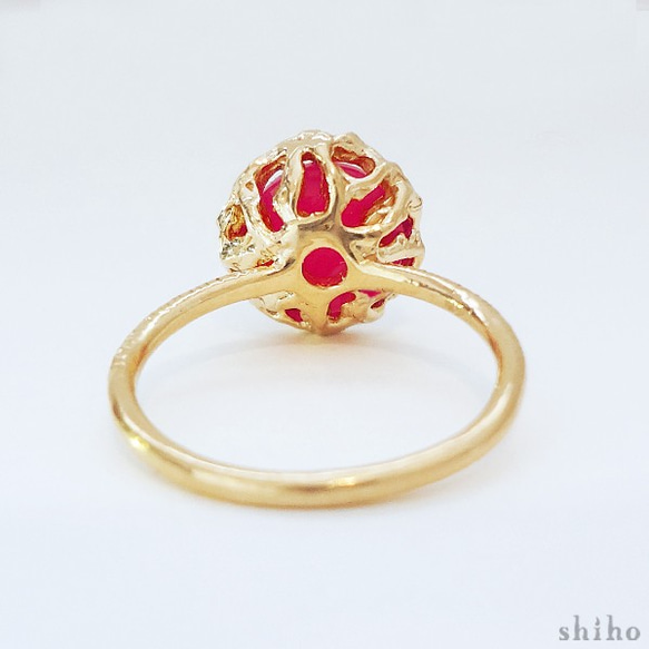 ビビッドカラーのリング【Melty ring＜Fuchsia pink Chalcedony＞】 10枚目の画像