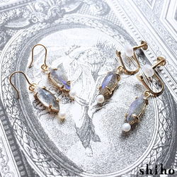 ラブラドライトと淡水パールのイヤリング【Melty earring＜labradorite/Pearl＞】 5枚目の画像