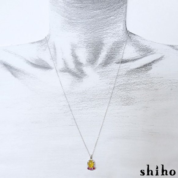 イエローオパールとルビーのネックレス【Melty necklace＜Yellow opal/Ruby＞】 5枚目の画像
