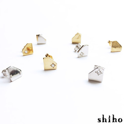 宝石のシルエットをかたどったピアス【silhouette pierce(gd)＜石なし＞】 4枚目の画像