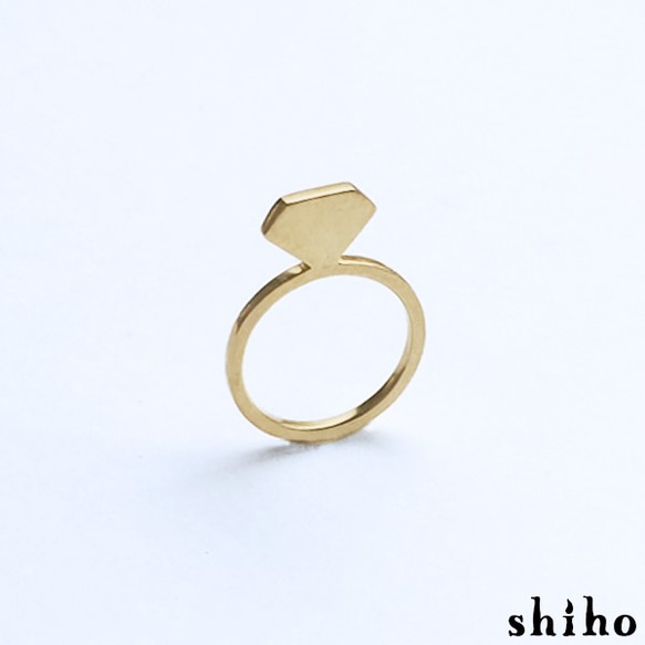 宝石のシルエットをかたどったリング【silhouette ring(gd)＜石なし＞】 1枚目の画像