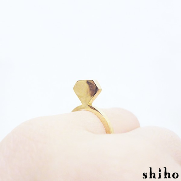 宝石のシルエットをかたどったリング【silhouette ring(gd)＜石なし＞】 2枚目の画像