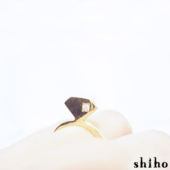 宝石のシルエットをかたどったリング【silhouette ring(gd)＜石あり＞】 2枚目の画像