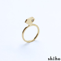 宝石のシルエットをかたどったリング【silhouette ring(gd)＜石あり＞】 3枚目の画像