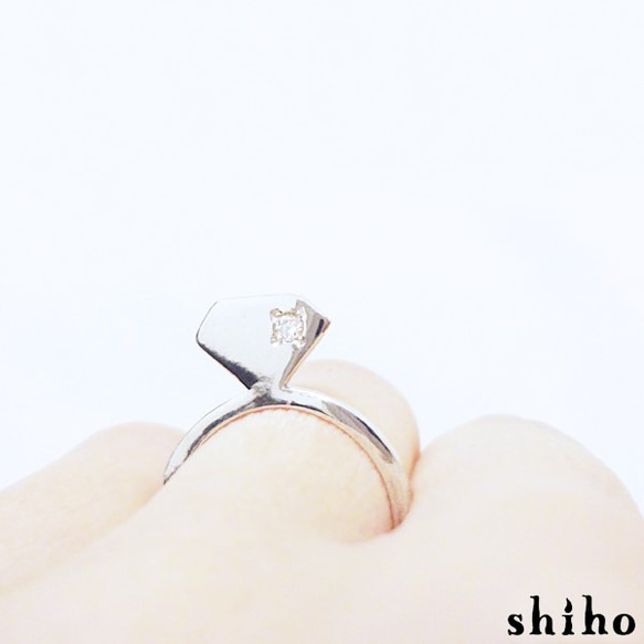 宝石のシルエットをかたどったリング【silhouette ring(sv)＜石あり＞】 3枚目の画像