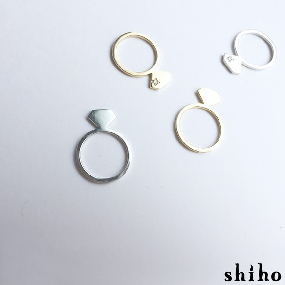 宝石のシルエットをかたどったリング【silhouette ring(sv)＜石あり＞】 4枚目の画像