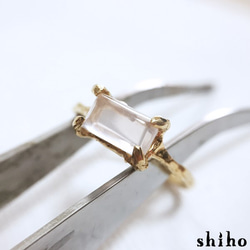 ローズクオーツのリング【Melty ring＜square Rose quartz＞】 2枚目の画像