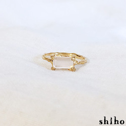 ローズクオーツのリング【Melty ring＜square Rose quartz＞】 7枚目の画像