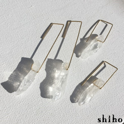【Q様専用】天然石の14Kgfノンホールピアス【14Kgf wire earring(M)＜Crystal＞】 7枚目の画像