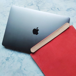 本革　ヌメ革　ブッテーロ カラー　床革　PCスリーブケース 　ラップトップ　macbook pro surface 4枚目の画像