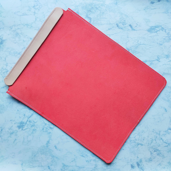 本革　ヌメ革　ブッテーロ カラー　床革　PCスリーブケース 　ラップトップ　macbook pro surface 5枚目の画像