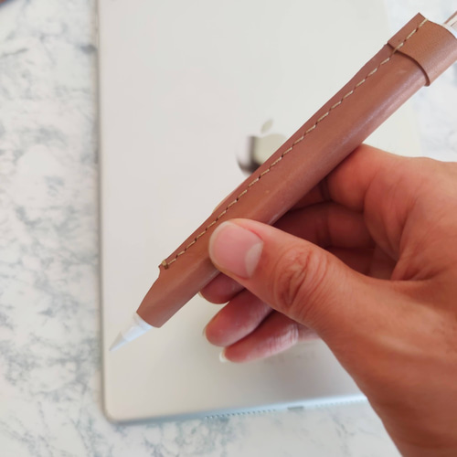 本革ヌメ革 レザー iPadケース Apple Pencilケース付き 選べるカ Apple Pencil ケース 本革 レザーケース ゴムバンド付き 全2色