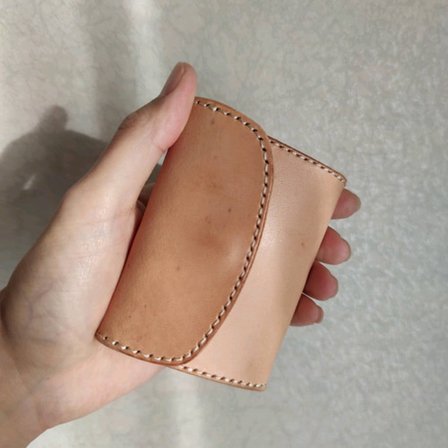 コンパクトミニ財布 本革レザー ヌメ革生成りナチュラル 極厚 昭南ベンズ 極厚コンパクトミニ財布 生成りナチュラル 本革レザーヌメ革