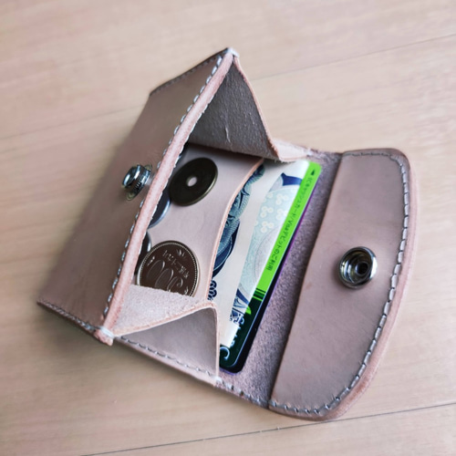生成りの極厚本革ミニ財布》刻印OK／昭南ベンズ使用／手のひら