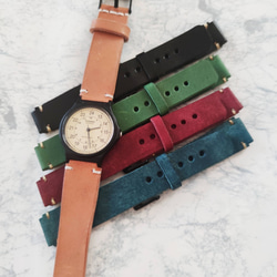 好きな色でオリジナルアレンジ　腕時計チープカシオ　チプカシ　本革ヌメ革ベルト　casio 4枚目の画像