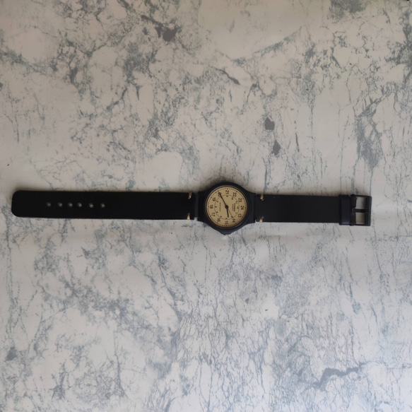 好きな色でオリジナルアレンジ　腕時計チープカシオ　チプカシ　本革ヌメ革ベルト　casio 7枚目の画像