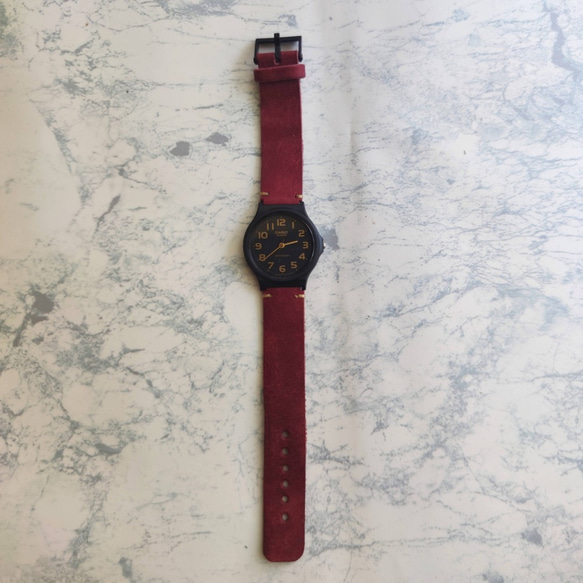 好きな色でオリジナルアレンジ　腕時計チープカシオ　チプカシ　本革ヌメ革ベルト　casio 9枚目の画像