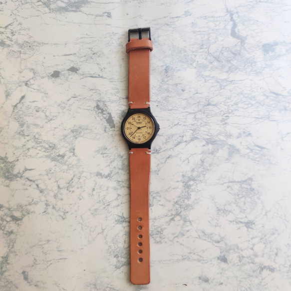 好きな色でオリジナルアレンジ　腕時計チープカシオ　チプカシ　本革ヌメ革ベルト　casio 11枚目の画像