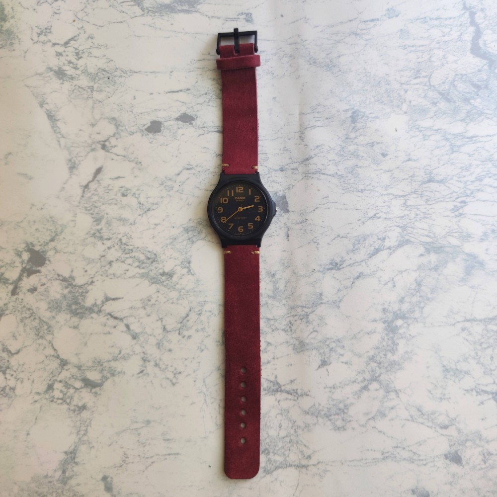 好きな色でオリジナルアレンジ　チープカシオ　チプカシ　本革ヌメ革ベルト　casio