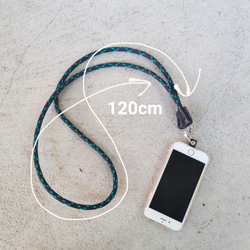 極太　本革ヌメ革xクライミングロープのモバイルストラップ　ショルダーストラップ　肩掛け　iPhone Android 1枚目の画像