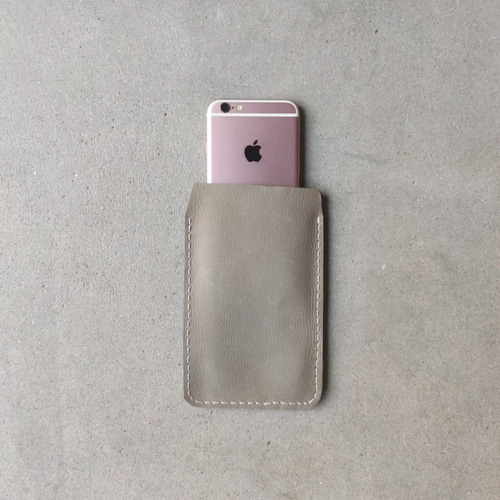 本革 レザースマホスリーブ スマホケース グレー iPhone Android各種
