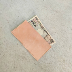 本革ヌメ革　レザー　財布　札入れ　栃木レザーのミニマムウォレット　きなりナチュラル 1枚目の画像