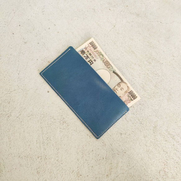 本革ヌメ革　レザー　財布　札入れ　栃木レザーのミニマムウォレット　きなりナチュラル 2枚目の画像