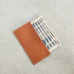 本革ヌメ革　レザー　財布　札入れ　栃木レザーのミニマムウォレット　きなりナチュラル 7枚目の画像