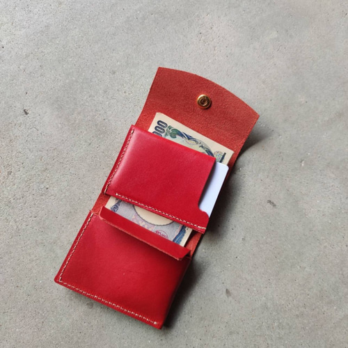 本革ヌメ革栃木レザーのコンパクトなミニ折り財布 お札を折らずに収納