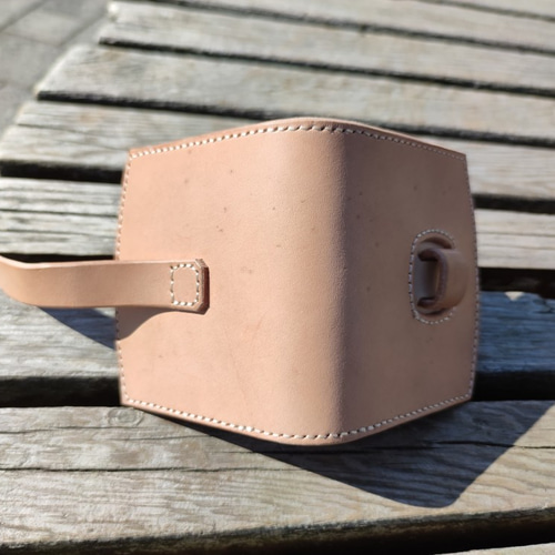 ベルトループミドルウォレット 極厚ヌメ革 本革 昭南ベンズ 生成り経年  