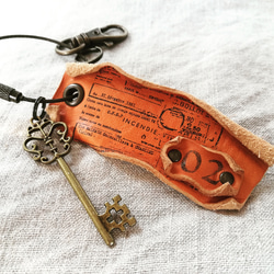 レザー キーホルダー 長方形タイプ☆刻印可☆ヌメ革 本革 レザー