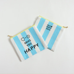 【Sky Blue】Smile Flat Pouch 第1張的照片