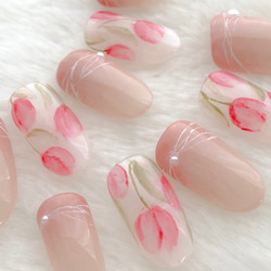 春ネイルチップ☆blanche☆チューリップネイル☆ ネイルチップ