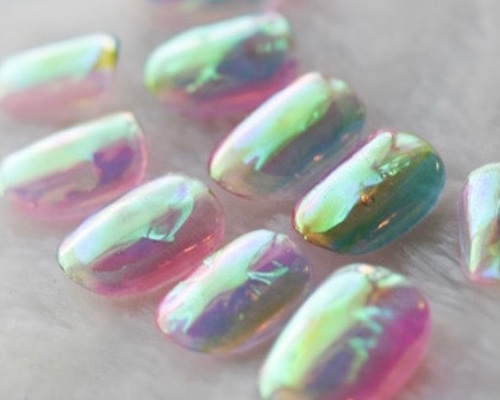 みゆページ ネイルチップ ベージュのまだら柄ネイル ネイルチップ（つけ爪） yuki-nail