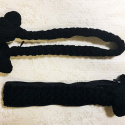 黒/シンプル/バッグハンドルカバー/ネヴァーフル/手編み/手作り/かぎ針編み/編み物 20インチ 2枚目の画像