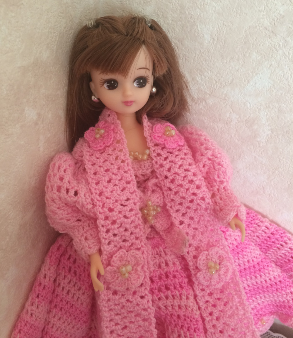 ドール服/リカちゃん/編み物/ハンドメイド/ピンクドレス 2点