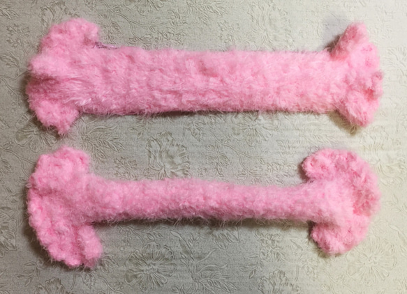 ピンク/ふわふわバッグハンドルカバー/編み物/手編み/LVバッグハンドルカバー26cm 2枚目の画像