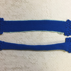 ブルー/三角形/バッグハンドルカバー/編み物/手編み/LVバッグハンドルカバー26cm 2枚目の画像