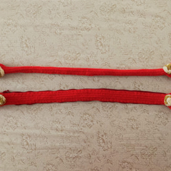 赤xベージュバラ/バッグハンドルカバー/ネヴァーフル/手編み/手作り/かぎ針編み/編み物 20インチ 2枚目の画像