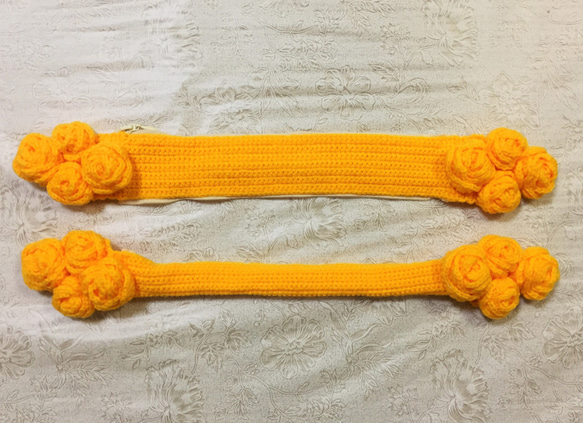 オレンジバラ/バッグハンドルカバー/編み物/手編み/ハンドメイド/LVバッグハンドルカバー26cm 2枚目の画像
