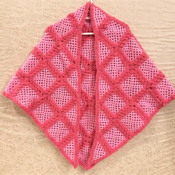 ミックスピンク ふわふわ暖かいショール/手編み/かぎ針編み/ハンドメイドショール 3枚目の画像