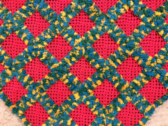 ミックスホットピンク ふわふわ暖かいショール/手編み/かぎ針編み/ハンドメイドショール 5枚目の画像
