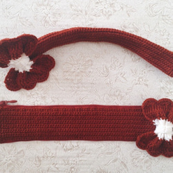 ブラウンリボン/バッグハンドルカバー/手編み/手作り/かぎ針編み/編み物 26cm 2枚目の画像