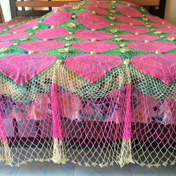 ピンクハート/手編みのベッドカバー/ソファーカバー/かぎ針編みのベッドカバー/手編み 4枚目の画像