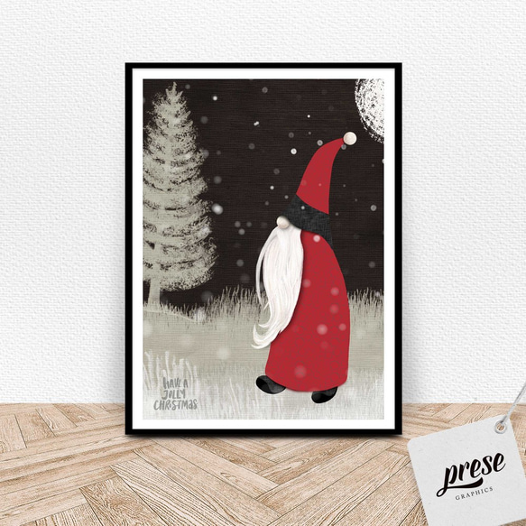 クリスマス、ノーム 大地を司る精霊・妖精 冬 クリスマス飾り ポスター 1枚目の画像