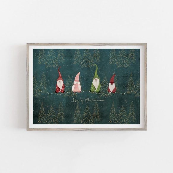 ノーム、森のフェアリーライト クリスマス飾り クリスマス雑貨 ポスター 4枚目の画像