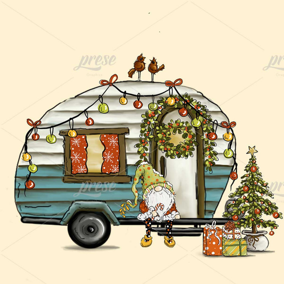 ノームのクリスマスキャンパー、イラスト ウインター 5枚目の画像