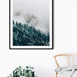 ｘｘｘ フォレスト、霧と山肌の針葉樹林、森のポスター 2枚目の画像