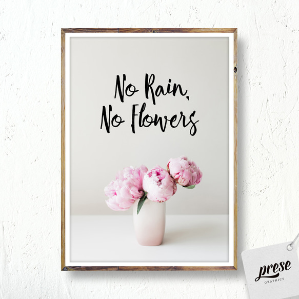 雨が無ければ、花は咲かない、ピンクペオニーの花ポスター 2枚目の画像